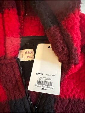 SO Kids Red and Black Sherpa Hoodie Jacket